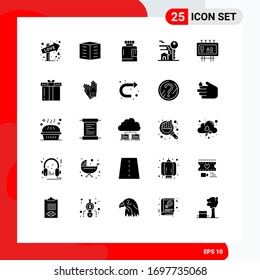 25 carteles universales de glifo sólido Símbolos de bienes raíces; clave; bloques de oficinas; hogar; elementos de diseño de vectores editables de formularios