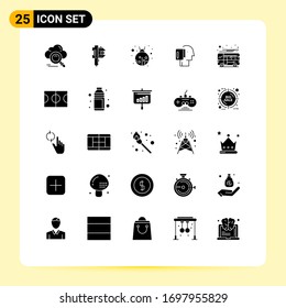 25 Universal Solid Glyph Signs Symbols of start; list; small; start from scratch; beetle Editable Vector Design Elements