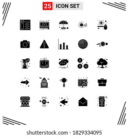 25 Universal Solid Glyph Signs Symbols of cure; time; plan; schedule; graphs Editable Vector Design Elements