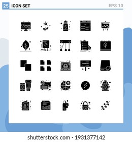 25 Universal Solid Glyph Signs Symbols of board; display; sugar; analytics; web Editable Vector Design Elements