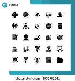 25 Universal Solid Glyph Signs Symbols of ginger; leaf; arrow; nature; eco Editable Vector Design Elements