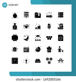 25 Universal Solid Glyphs Set for Web and Mobile Applications machine; presentation; storage; device; download Editable Vector Design Elements