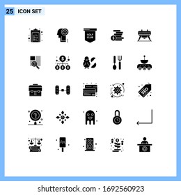 25 Universal Solid Glyphs Set for Web and Mobile Applications gymnastic; ghold; game; cash; sports Editable Vector Design Elements