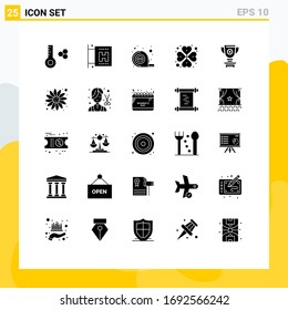 25 Universal Solid Glyphs Set for Web and Mobile Applications reward; price; tool; award; rosebud Editable Vector Design Elements