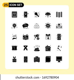 25 Universal Solid Glyphs Set for Web and Mobile Applications education; new year; poultry; new; Editable Vector Design Elements