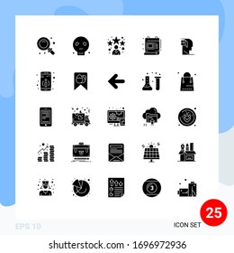 25 Universal Solid Glyphs Set for Web and Mobile Applications human; scale; avatar; document; creative Editable Vector Design Elements