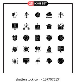 25 Universal Solid Glyphs Set for Web and Mobile Applications online; player; cone; file; user Editable Vector Design Elements