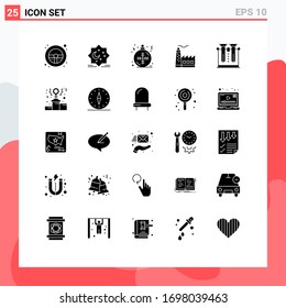 25 Universal Solid Glyphs Set for Web and Mobile Applications chemistry; construction; new; factory; winter Editable Vector Design Elements