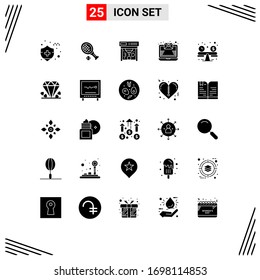 25 Universal Solid Glyphs Set for Web and Mobile Applications gift; creative; print; budget planning; newsletter Editable Vector Design Elements