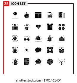 25 Universal Solid Glyphs Set for Web and Mobile Applications thailand; stall; wedding; food; layout Editable Vector Design Elements