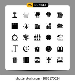 25 Universal Solid Glyphs Set for Web and Mobile Applications privacy; medical; moon; protect; protection Editable Vector Design Elements