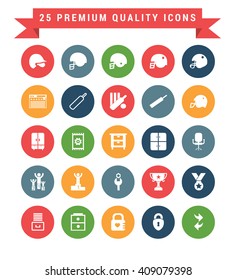 25 Universal web and mobile icon set. A set of 25 multi coloured flat icons for mobile and web.