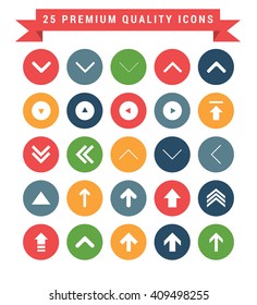 25 Universal web and mobile icon set. A set of 25 multi coloured flat icons for mobile and web.