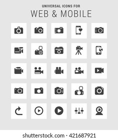 25 Universal web and mobile icon set. A set of 25 multi coloured flat icons for mobile and web.
