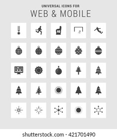 25 Universal web and mobile icon set. A set of 25  flat icons for mobile and web.