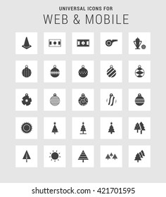 25 Universal web and mobile icon set. A set of 25 flat icons for mobile and web.