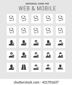 25 Universal web and mobile icon set. A set of 25  flat icons for mobile and web.