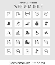 25 Universal web and mobile icon set. A set of 25  flat icons for mobile and web.