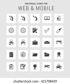 25 Universal web and mobile icon set. A set of 25  flat icons for mobile and web.
