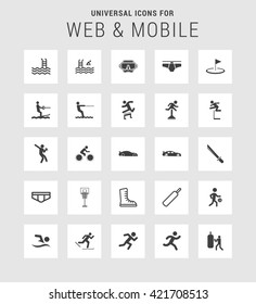 25 Universal web and mobile icon set. A set of 25  flat icons for mobile and web.
