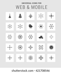 25 Universal web and mobile icon set. A set of 25  flat icons for mobile and web.
