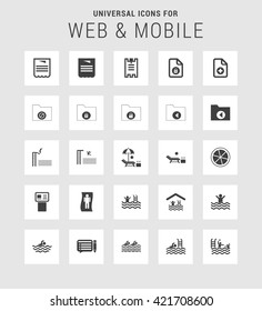 25 Universal web and mobile icon set. A set of 25  flat icons for mobile and web.
