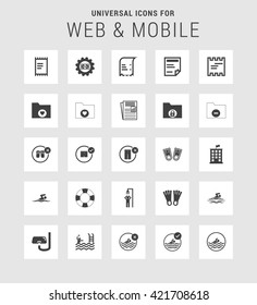 25 Universal web and mobile icon set. A set of 25  flat icons for mobile and web.
