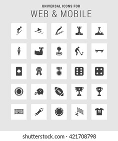 25 Universal web and mobile icon set. A set of 25  flat icons for mobile and web.
