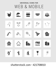 25 Universal web and mobile icon set. A set of 25 multi coloured flat icons for mobile and web.
