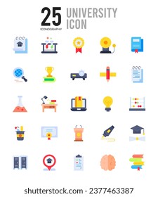 25 University Flat icon pack. vector illustration.