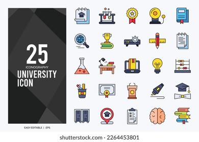 25 University Lineal Color icon pack. vector illustration.