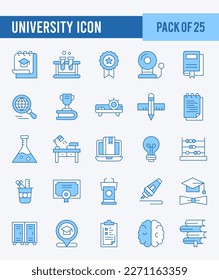 25 University. Two Color icons Pack. vector illustration.