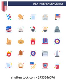 25 USA Flat Pack of Independence Day Signs and Symbols of Flag; correo; declaración; invitación; sobre Elementos editables de diseño de vectores de USA Day