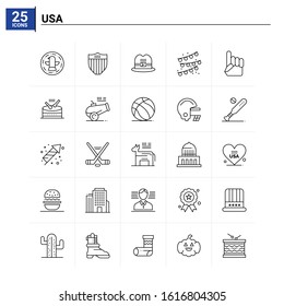 25 Usa icon set. vector background
