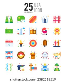 25 EEUU. paquete de iconos. ilustración vectorial.