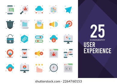 25 User Experience Flat icon pack. vector illustration.