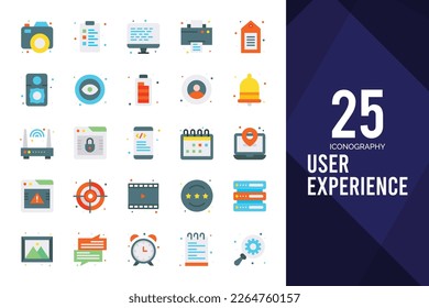 25 User Experience Flat icon pack. vector illustration.