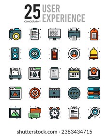 25 Experiencia de usuario. paquete de iconos. ilustración vectorial.
