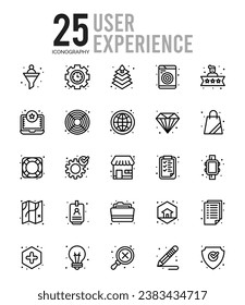 25 User Experience. icons Pack. vector illustration.