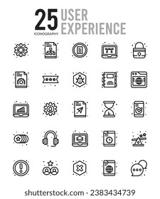 25 Benutzererlebnis. Icons Pack. Vektorgrafik.