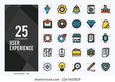 25 User Experience Lineal Color icon pack. vector illustration.