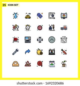 25 User Interface Filled line Flat Color Pack of modern Signs and Symbols of home; configuration; sale label; setting; mobile Editable Vector Design Elements