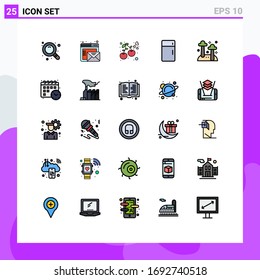 25 User Interface Filled line Flat Color Pack of modern Signs and Symbols of fungi; household; berry; home; fridge Editable Vector Design Elements