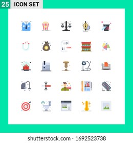 25 User Interface Flat Color Pack de Signos y Símbolos de color modernos; bombilla; equilibrio; lámpara; elementos de diseño de vectores editables de visión de futuro