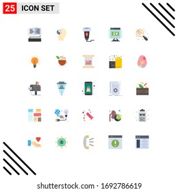 25 User Interface Flat Color Pack of modern Signs and Symbols of baking; location; cashless; ip; scanner Editable Vector Design Elements