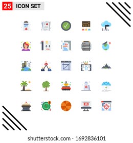 25 User Interface Flat Color Pack of modern Signs and Symbols of success; efforts; checked; chart; arrow Editable Vector Design Elements