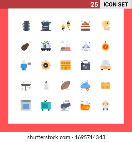 25 User Interface Flat Color Pack of modern Signs and Symbols of idea; wedding; agriculture; love; fly Editable Vector Design Elements