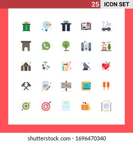 25 User Interface Flat Color Pack of modern Signs and Symbols of equipment; electric; box; devices; items Editable Vector Design Elements