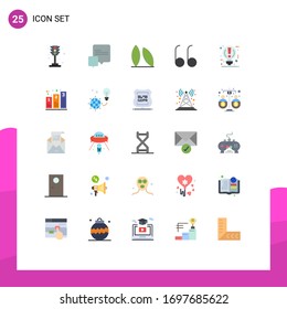 25 User Interface Flat Color Pack of modern Signs and Symbols of power; idea; cooking; bulb; open Editable Vector Design Elements