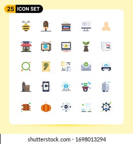 25 User Interface Flat Color Pack of modern Signs and Symbols of education; play; summer; computer; independece Editable Vector Design Elements